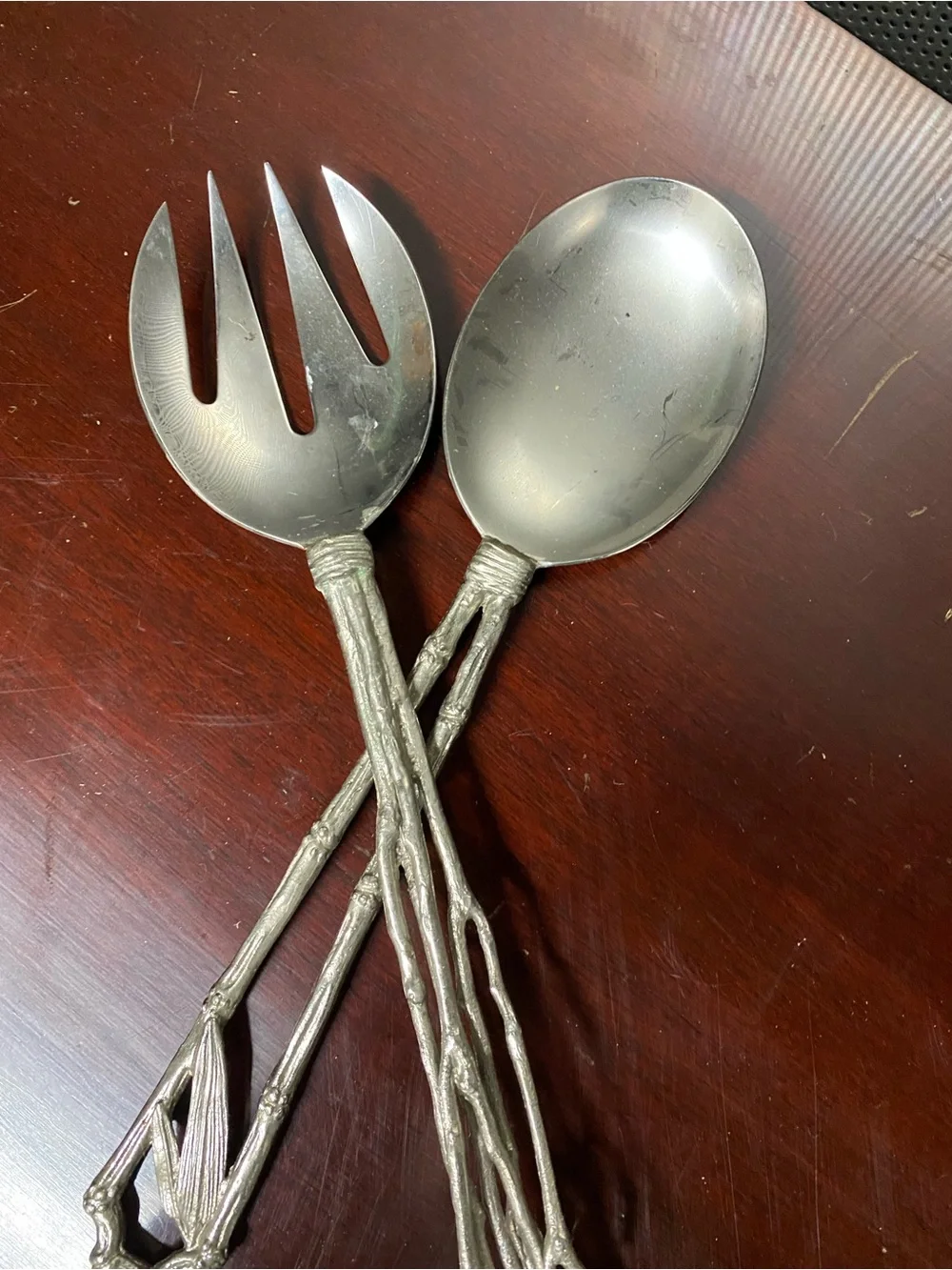 Michael Aram Retired Rustic Silver-Tone Twig Salad Serving Set - Silver